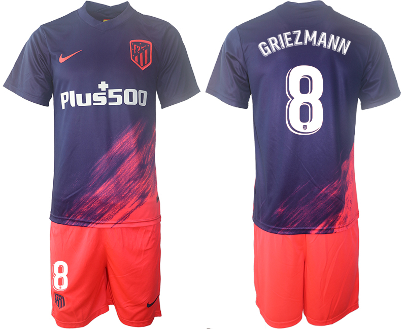 Men 2021-2022 Club Atletico Madrid away purple #8 Soccer Jersey